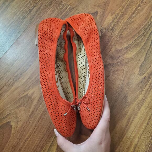 Sam Edelman Felicia Coral Red Laser Cut Out Ballet Flats Women's Size 6 - Picture 13 of 16